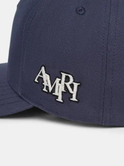 AMIRI Hats|Hats<MA STAGGERED FULL CANVAS HAT Navy Off White