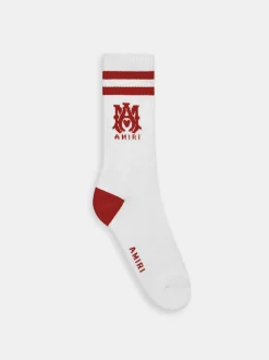 AMIRI Socks|Socks<MA STRIPE SOCKS White Sun Dried Tomato
