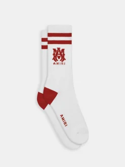 AMIRI Socks|Socks<MA STRIPE SOCKS White Sun Dried Tomato