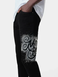AMIRI Denim<MA SWIRL CRYSTAL SKINNY JEAN BLACK OD