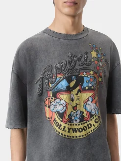 AMIRI Tees<MR. HOLLYWOOD OVERSIZED TEE BLACK