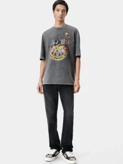 AMIRI Tees<MR. HOLLYWOOD OVERSIZED TEE BLACK