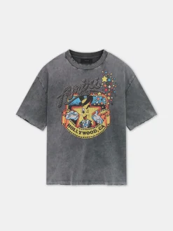 AMIRI Tees<MR. HOLLYWOOD OVERSIZED TEE BLACK
