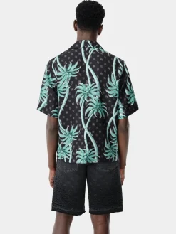 AMIRI Shirts<PALM BOWLING SHIRT BLACK