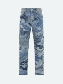 AMIRI Denim<PATCHWORK CAMO STRAIGHT JEAN PERFECT INDIGO