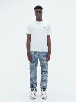 AMIRI Denim<PATCHWORK CAMO STRAIGHT JEAN PERFECT INDIGO