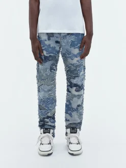 AMIRI Denim<PATCHWORK CAMO STRAIGHT JEAN PERFECT INDIGO