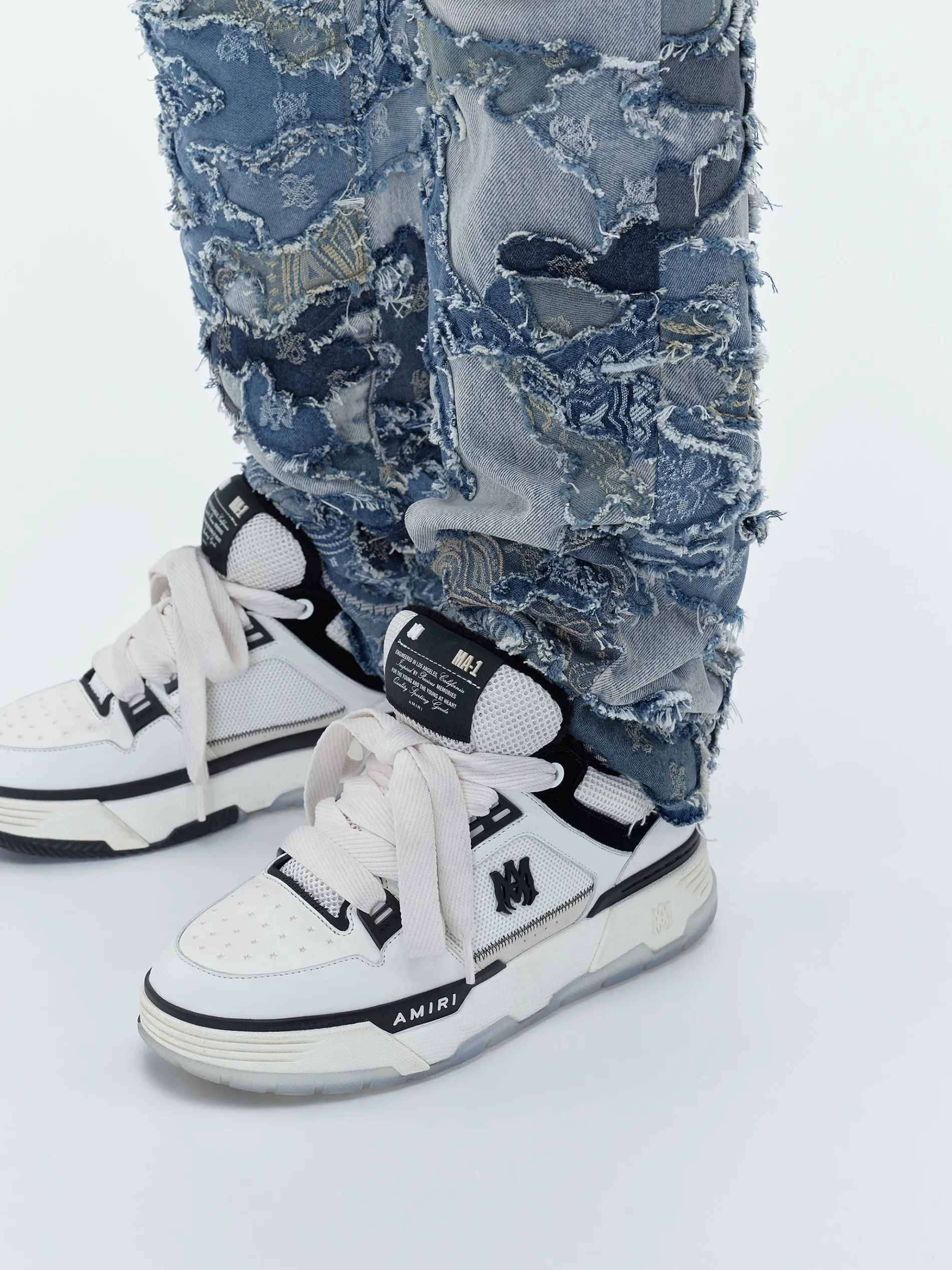 AMIRI Denim<PATCHWORK CAMO STRAIGHT JEAN PERFECT INDIGO