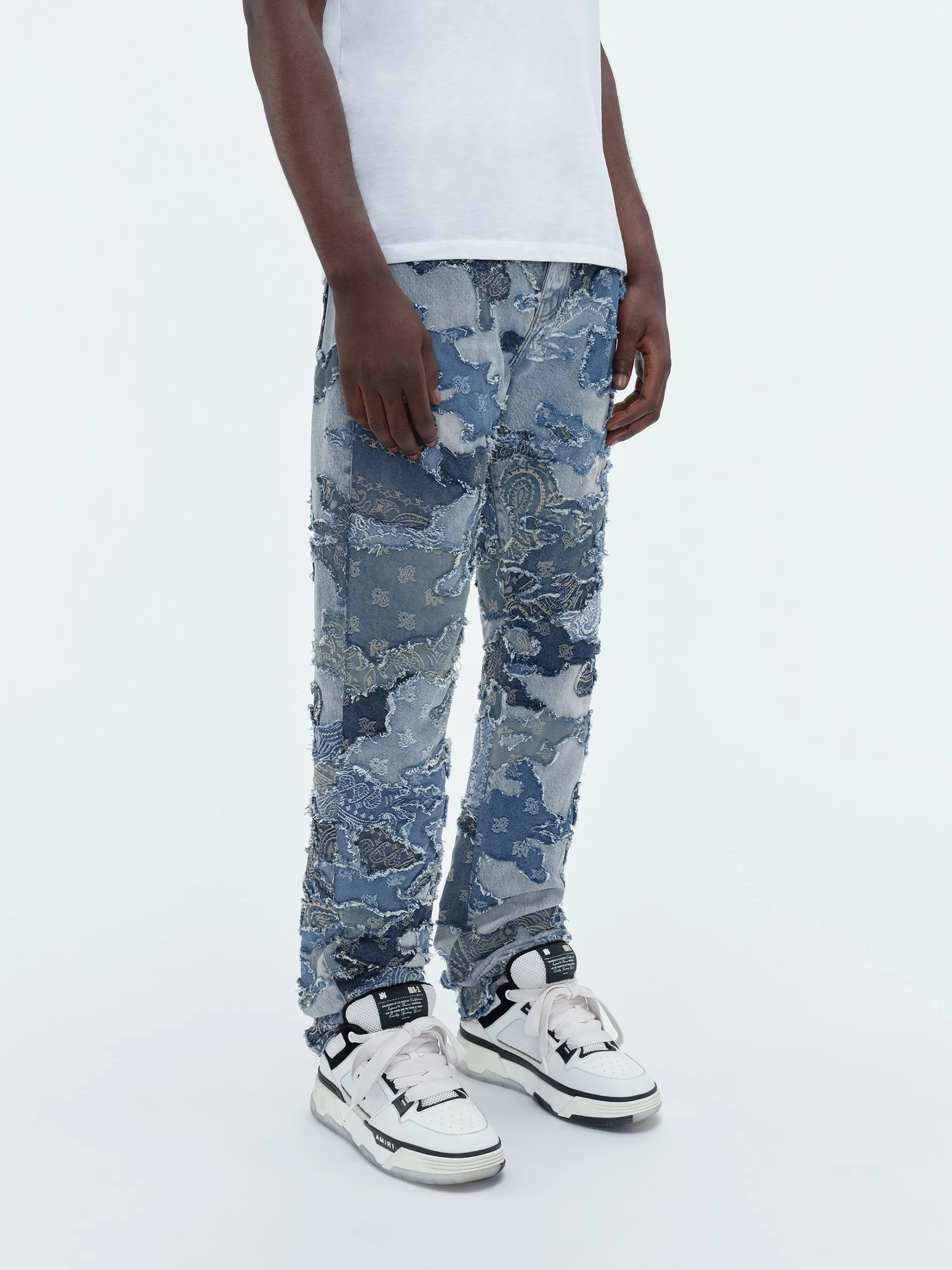 AMIRI Denim<PATCHWORK CAMO STRAIGHT JEAN PERFECT INDIGO