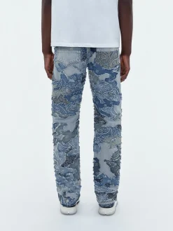 AMIRI Denim<PATCHWORK CAMO STRAIGHT JEAN PERFECT INDIGO