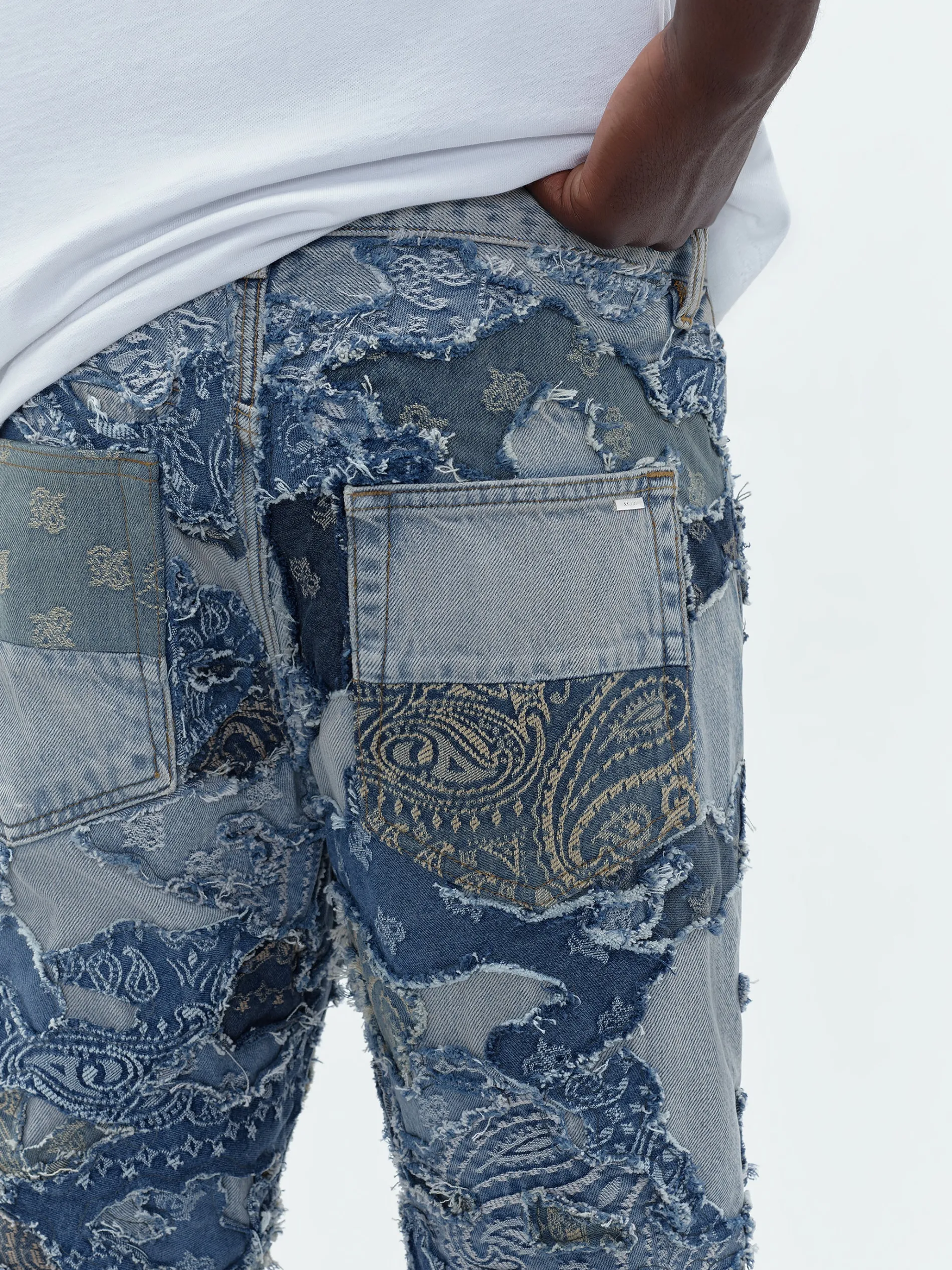 AMIRI Denim<PATCHWORK CAMO STRAIGHT JEAN PERFECT INDIGO