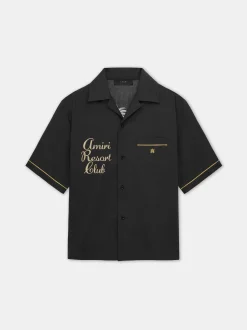 AMIRI Shirts<RESORT CLUB EMBROIDERED SHIRT BLACK