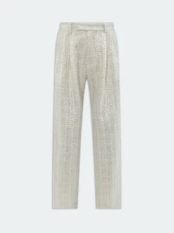 AMIRI Pants<SEQUIN BOUCLE DOUBLE PLEATED PANT Alabaster