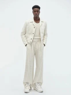 AMIRI Outerwear<SEQUIN BOUCLE SHIRT JACKET Alabaster