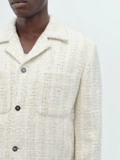AMIRI Outerwear<SEQUIN BOUCLE SHIRT JACKET Alabaster