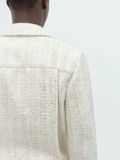 AMIRI Outerwear<SEQUIN BOUCLE SHIRT JACKET Alabaster