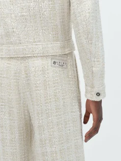 AMIRI Outerwear<SEQUIN BOUCLE SHIRT JACKET Alabaster