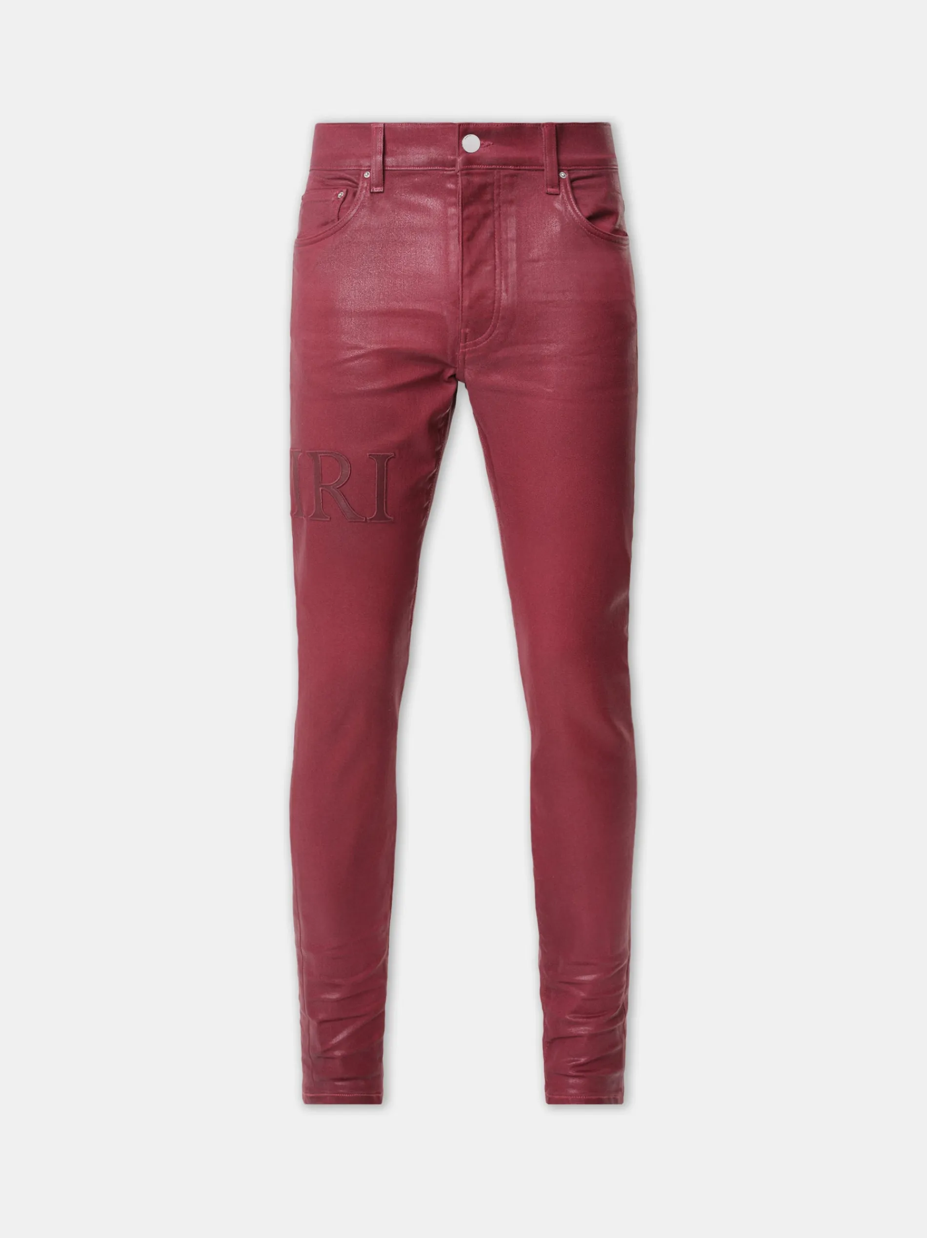 AMIRI Denim<SERIF LOGO WAX SKINNY JEAN Burgundy