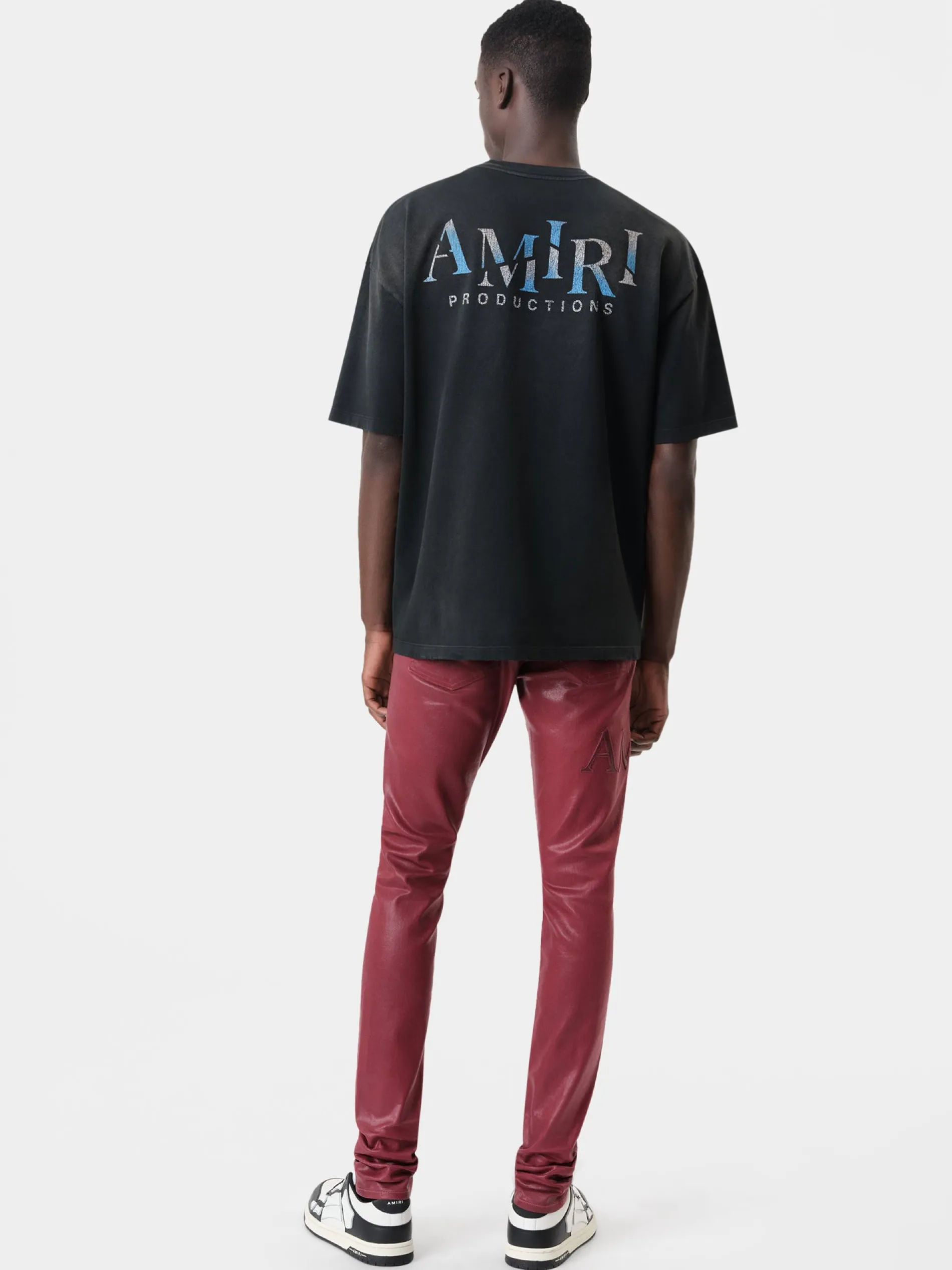 AMIRI Denim<SERIF LOGO WAX SKINNY JEAN Burgundy