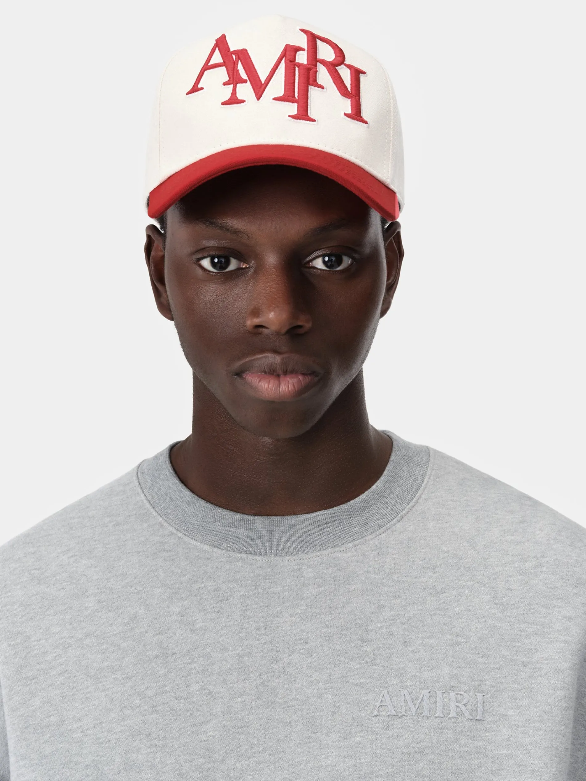 AMIRI Hats|Hats<STAGGERED CANVAS HAT Alabaster Red