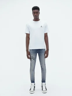AMIRI Denim<STAGGERED EMBROIDERED LOGO JEAN Vintage Indigo