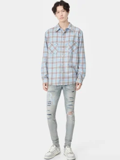 AMIRI Denim<STAGGERED LOGO JEAN CLAY INDIGO