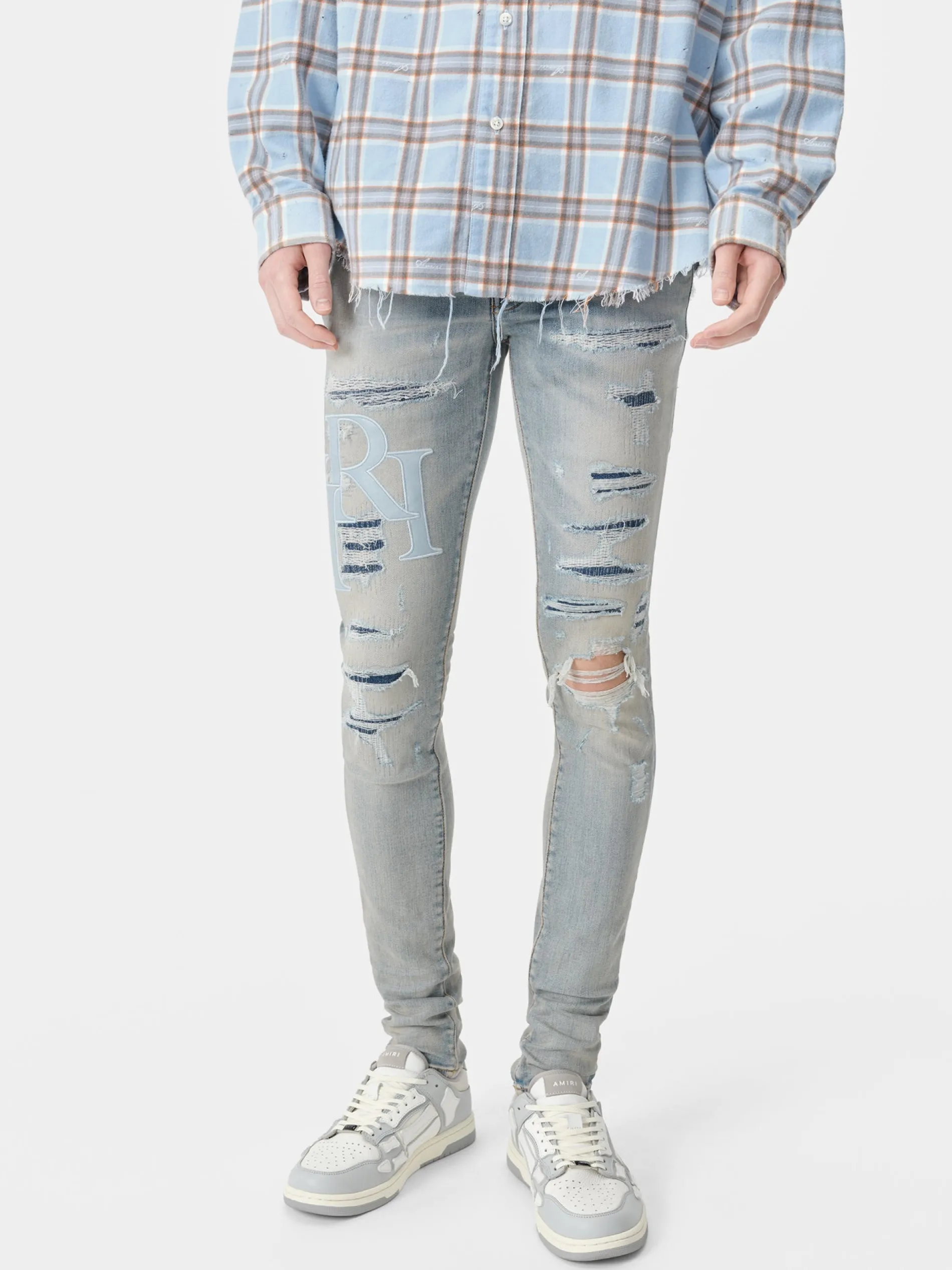 AMIRI Denim<STAGGERED LOGO JEAN CLAY INDIGO