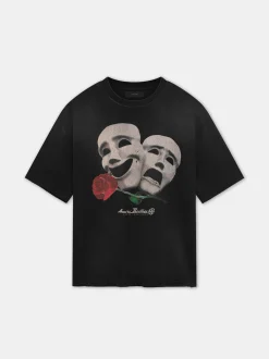 AMIRI Tees<THEATRE MASKS OVERSIZED TEE BLACK