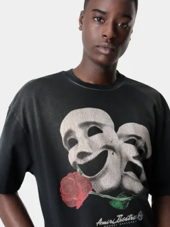 AMIRI Tees<THEATRE MASKS OVERSIZED TEE BLACK
