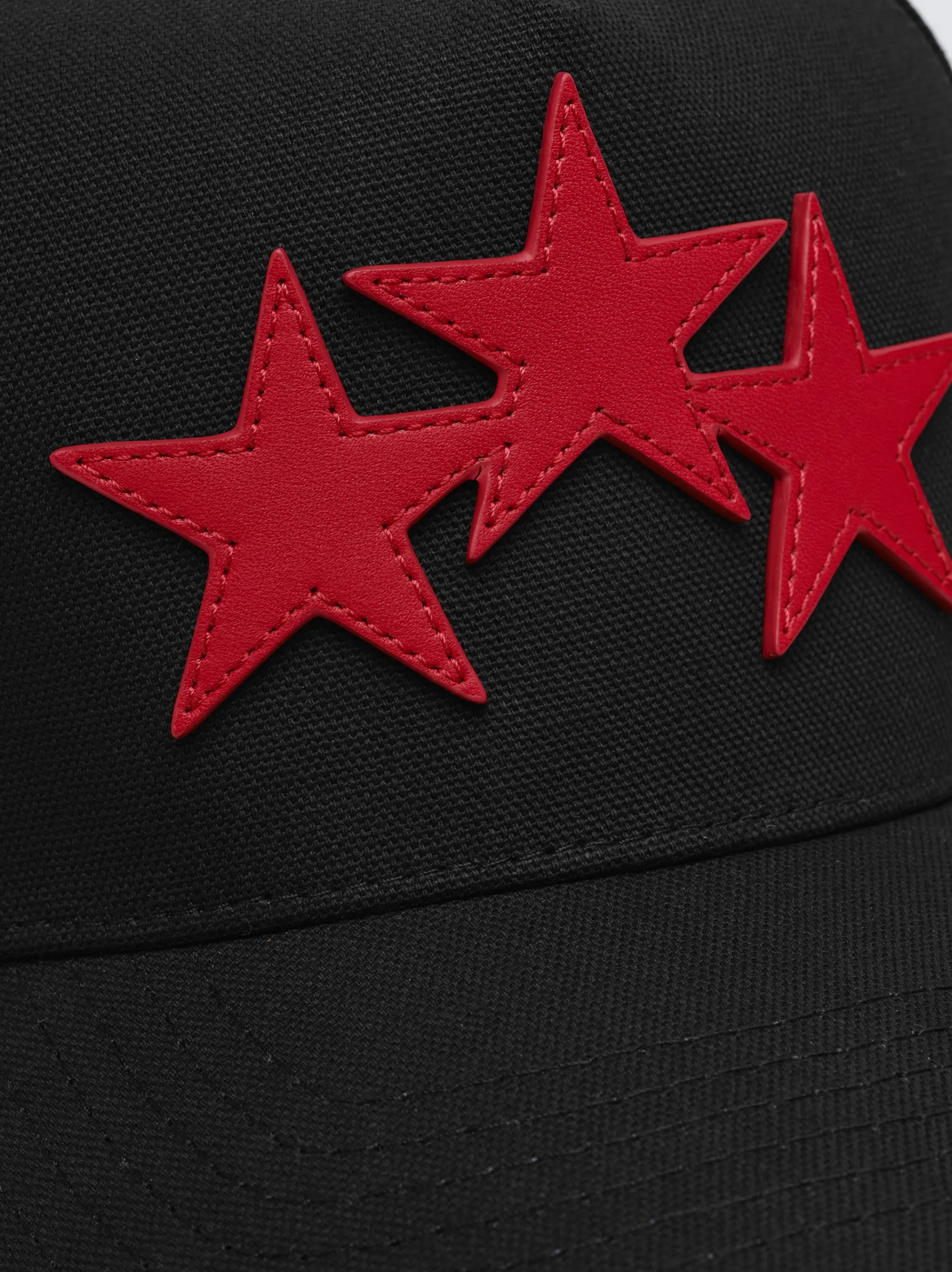 AMIRI Hats|Hats<THREE STAR STAGGERED FULL CANVAS HAT Black Red