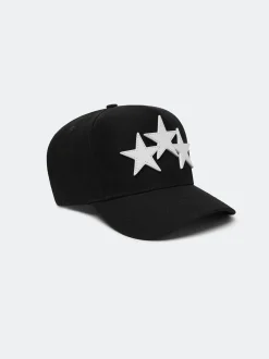 AMIRI Hats|Hats<THREE STAR STAGGERED FULL CANVAS HAT Black White