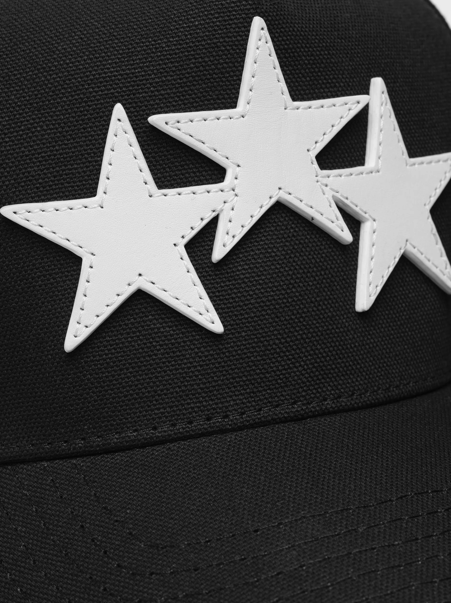 AMIRI Hats|Hats<THREE STAR STAGGERED FULL CANVAS HAT Black White
