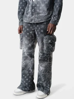 AMIRI Denim<TIE DYE BANDANA M65 BAGGY CARGO Dark Grey