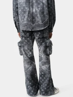 AMIRI Denim<TIE DYE BANDANA M65 BAGGY CARGO Dark Grey