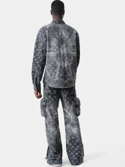AMIRI Denim<TIE DYE BANDANA M65 BAGGY CARGO Dark Grey