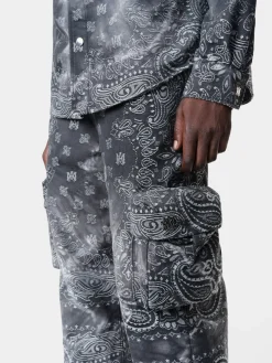 AMIRI Denim<TIE DYE BANDANA M65 BAGGY CARGO Dark Grey