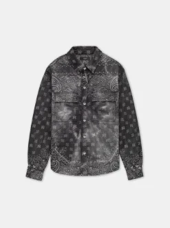 AMIRI Denim<TIE DYE BANDANA OVERSHIRT Dark Grey