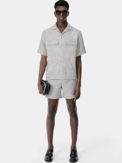 AMIRI Shirts<TWEED CAMP SHIRT Cerulean