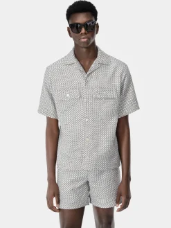 AMIRI Shirts<TWEED CAMP SHIRT Cerulean
