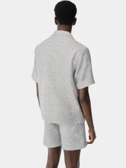 AMIRI Shirts<TWEED CAMP SHIRT Cerulean