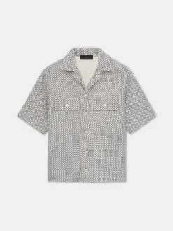 AMIRI Shirts<TWEED CAMP SHIRT Cerulean