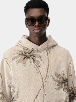AMIRI Shirts<TWISTED PALMS TAPESTRY HOODIE Alabaster