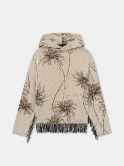 AMIRI Shirts<TWISTED PALMS TAPESTRY HOODIE Alabaster