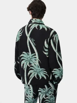AMIRI Shirts<TWISTED PALMS TAPESTRY OVERSHIRT BLACK
