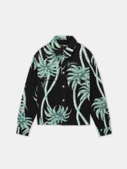 AMIRI Shirts<TWISTED PALMS TAPESTRY OVERSHIRT BLACK