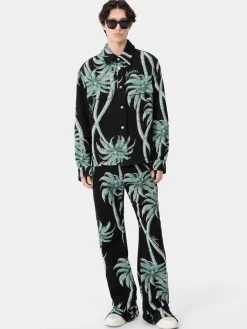 AMIRI Shirts<TWISTED PALMS TAPESTRY OVERSHIRT BLACK