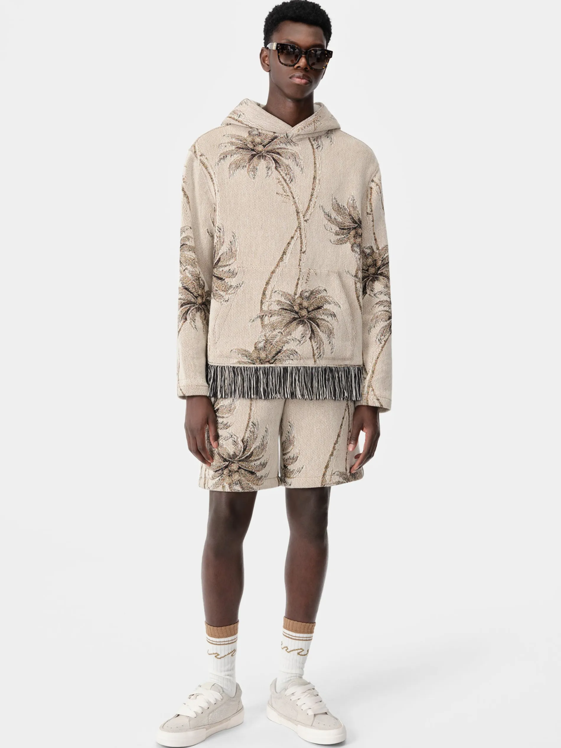 AMIRI Shorts & Sweatpants<TWISTED PALMS TAPESTRY SHORT Alabaster