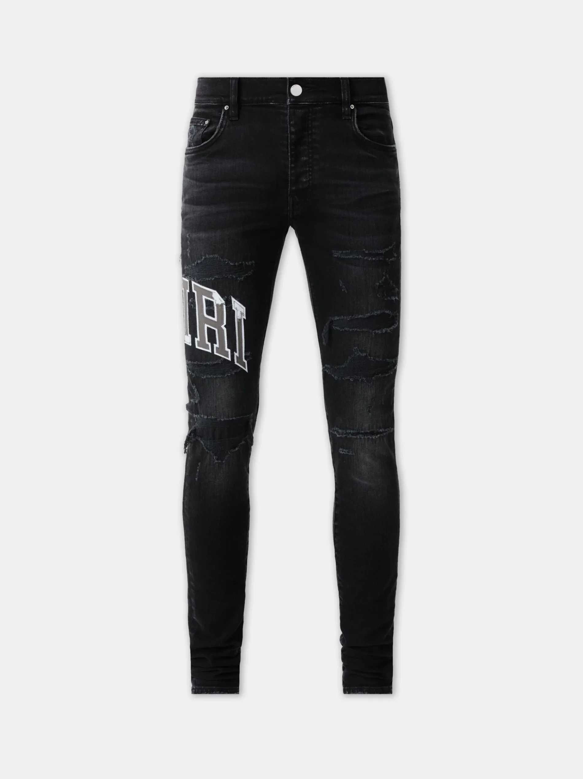 AMIRI Denim<VARSITY LOGO REPAIR JEAN Vintage Black