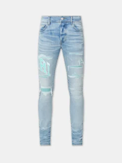 AMIRI Denim<VARSITY LOGO REPAIR JEAN PERFECT INDIGO