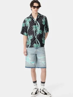 AMIRI Denim<VARSITY LOGO REPAIR SHORT PERFECT INDIGO